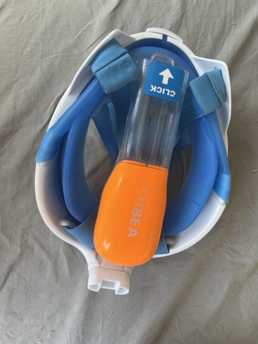 Pinne, Maschere & Boccagli: Masque de snorkeling Tribord blanc bleu utilisé – Usato da Cornaux NE venduto da mcsm 4