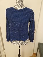 Blauer Glitzerpullover, Gr. M, Winterpulli