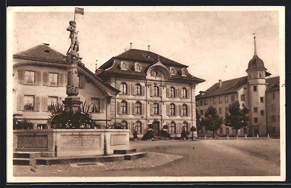 Cartoline postali: Zofingen, Brunnen am Niklaus Thut-Platz – Usato da Berlin venduto da bartko-reher