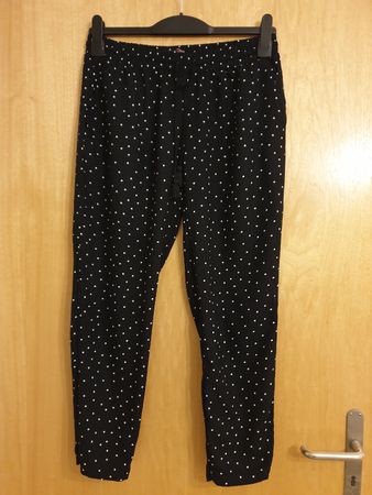 Pantalon légèr d'été, 38, viscose,  noir à pois blanc