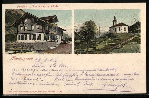 Cartoline postali: Kandergrund, Hotel-Pension und Restauran – Usato da Berlin venduto da bartko-reher