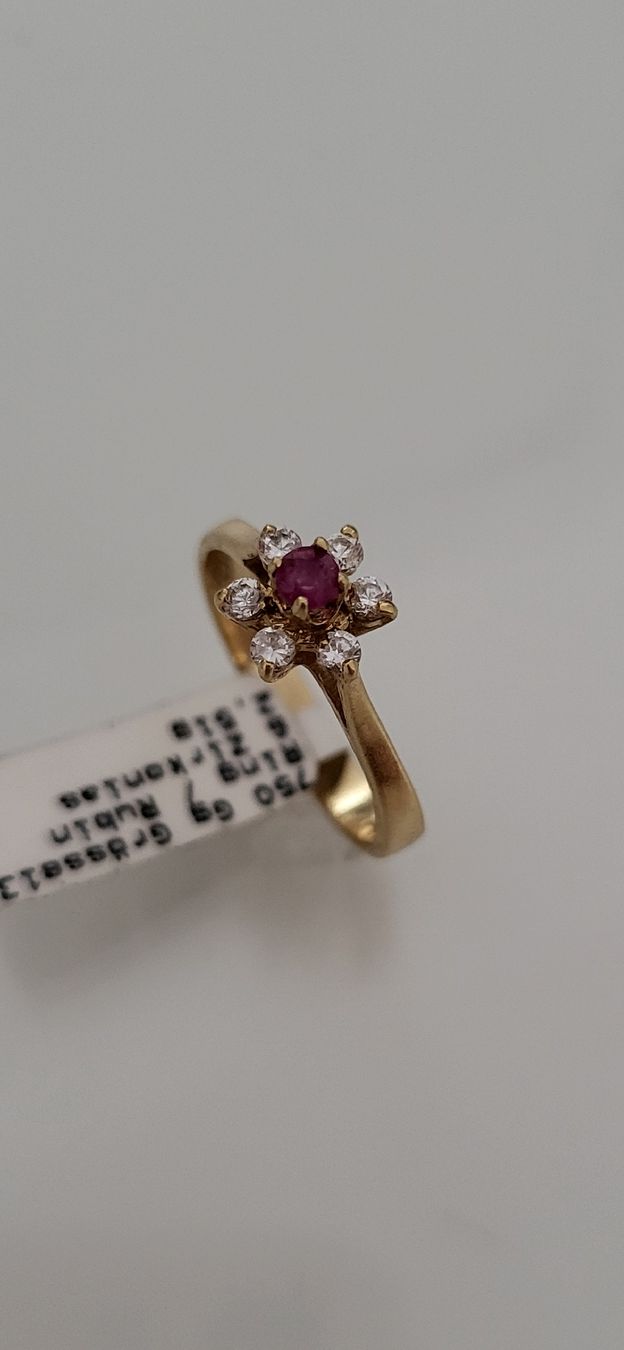 Bagues: Süsser Blumenring mit 1 Rubin  – Neuf (Voir description) à Unterägeri par Altgoldschmuck 3