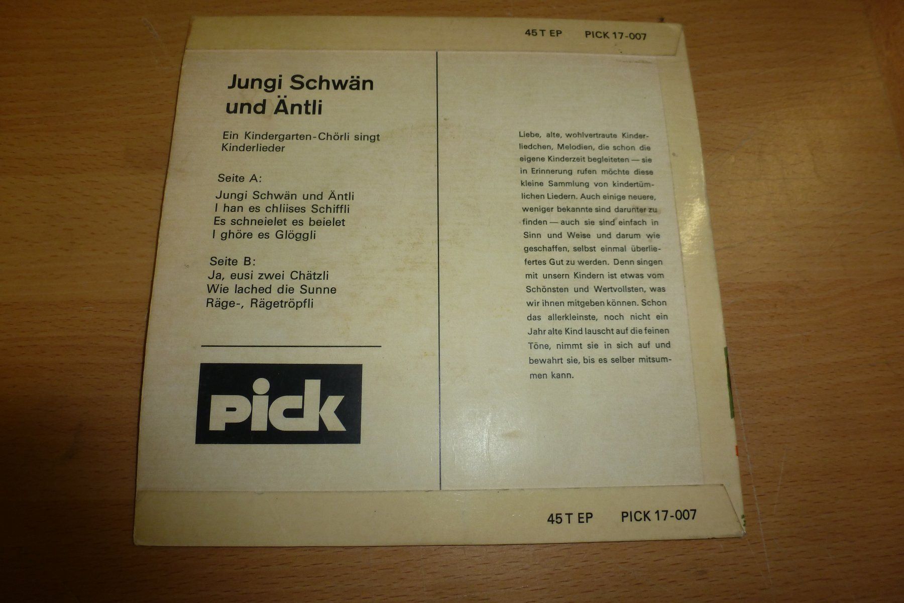 Dischi in vinile: Jungi Schwän und Äntli LP – Usato da Emmen venduto da newdeal1970 3
