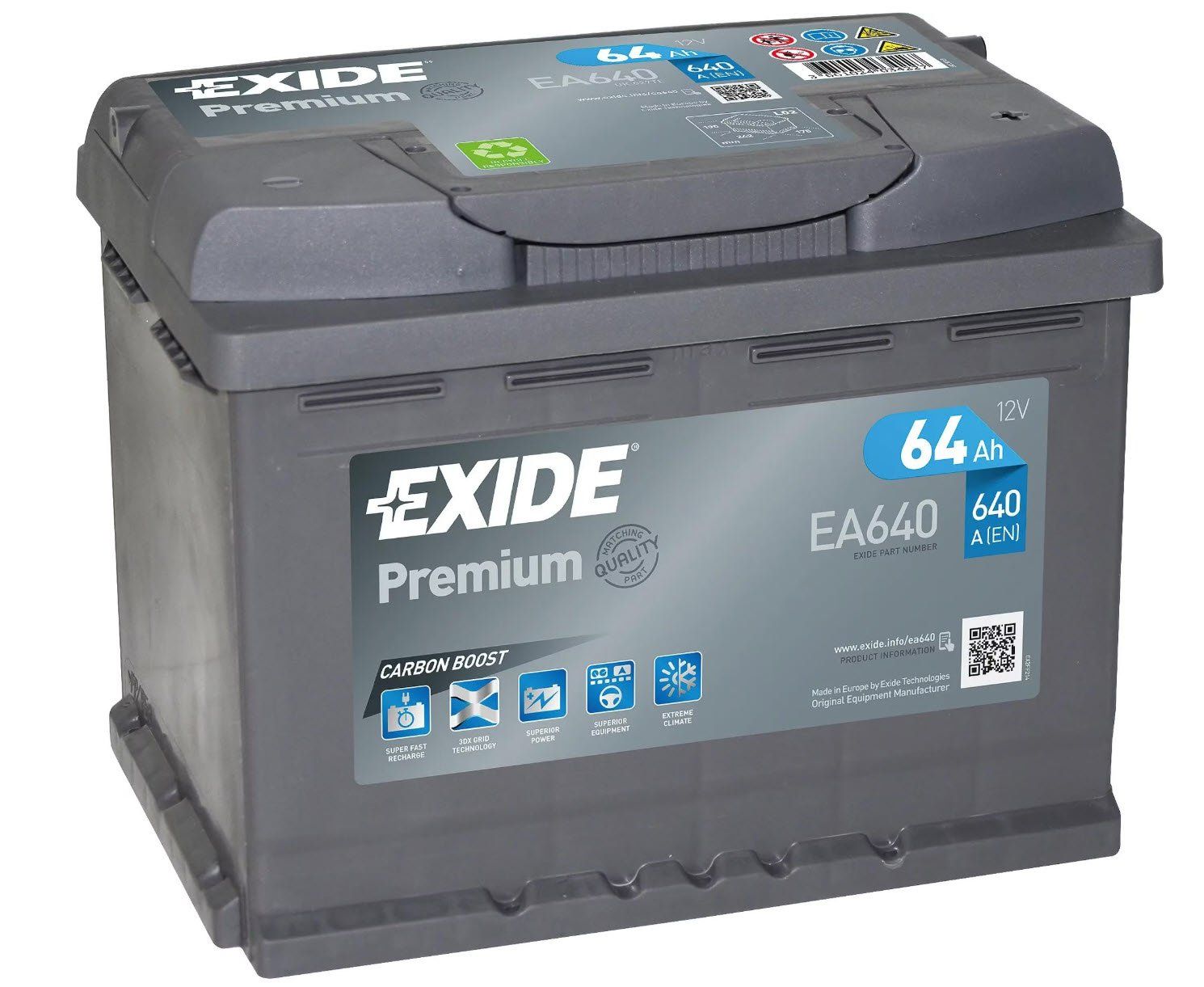 Batterie: Autobatterie Exide Premium Carbon Boost EA640 – Nuovo e nell'imballaggio originale da Richigen venduto da Thornado