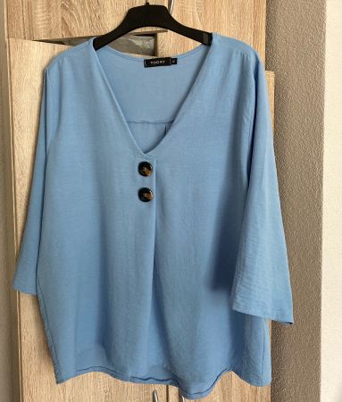 Today Sommertop-Bluse  mit Knopf Detail, Gr.XL, Blauton