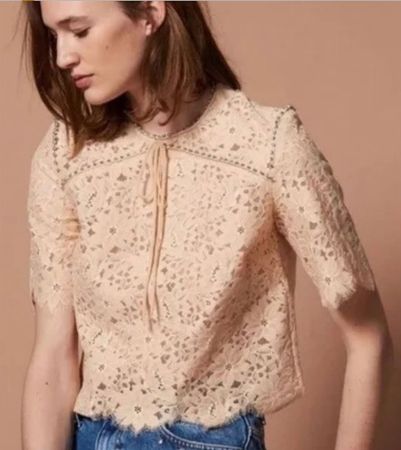 Sandro Lace Beige Blouse [Rrp $250]