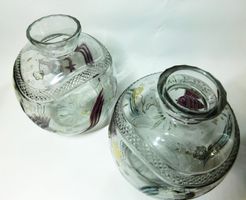 Antik HANDBEMALTES GLAS FISCHGLAS