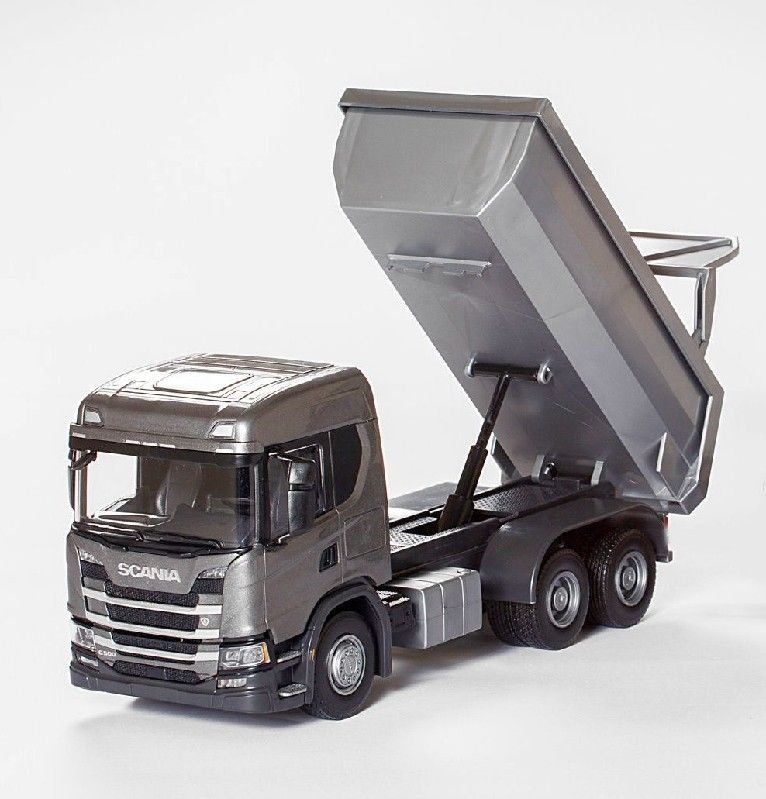Scania Kit di modellismo & Modellini statici: 1:25 Scania G 500 3a Kipper, grau – Nuovo e nell'imballaggio originale da Affoltern am Albis venduto da Modellshop-8910