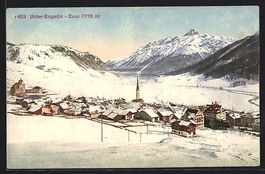 Zuoz /Unter-Engadin, Teilansicht im Schn