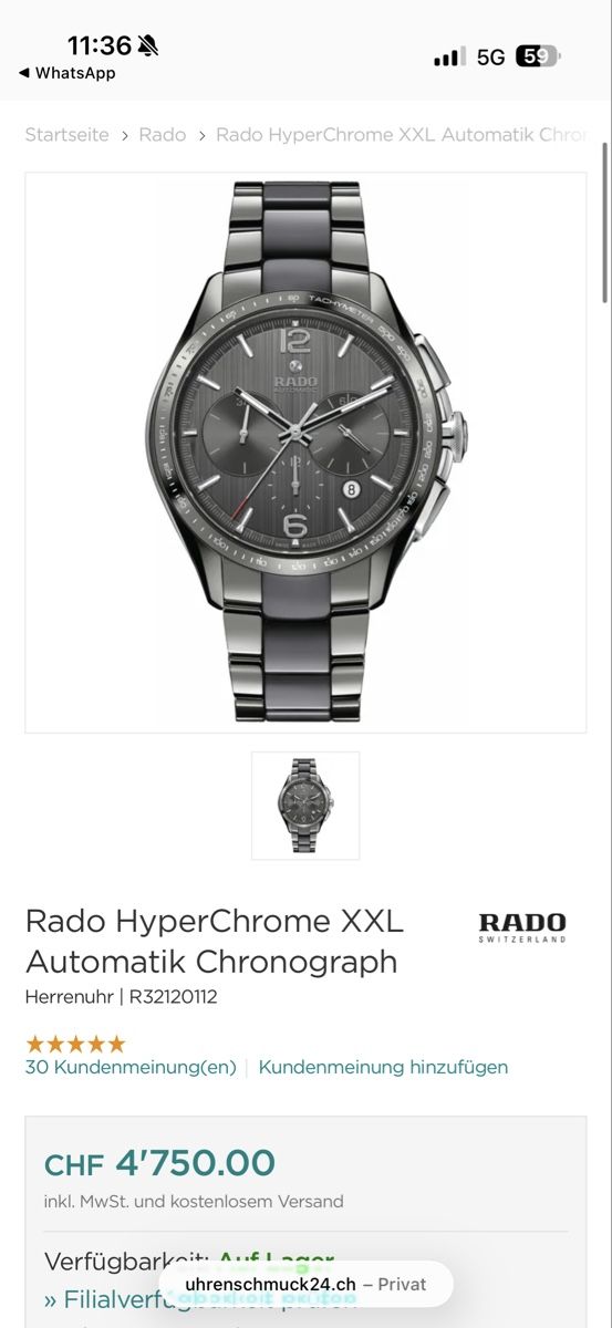 Rado Orologi: Rado HyperChrome XXL Automatik Chronograph – Usato da Arch venduto da roy_rpb5 2