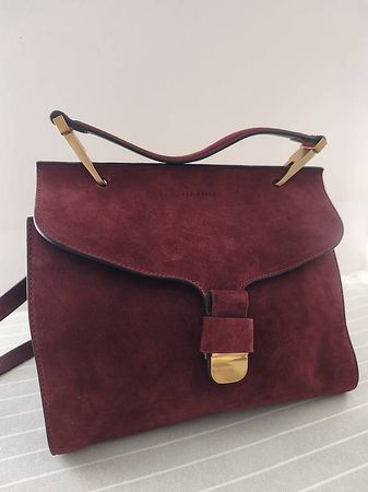 Coccinelle Tasche Bordeaux Wildleder Gold