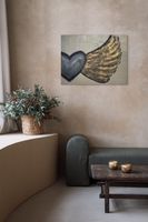 Bild mit Herz und Flügel, Acrylbild, textured Art, Unikat
