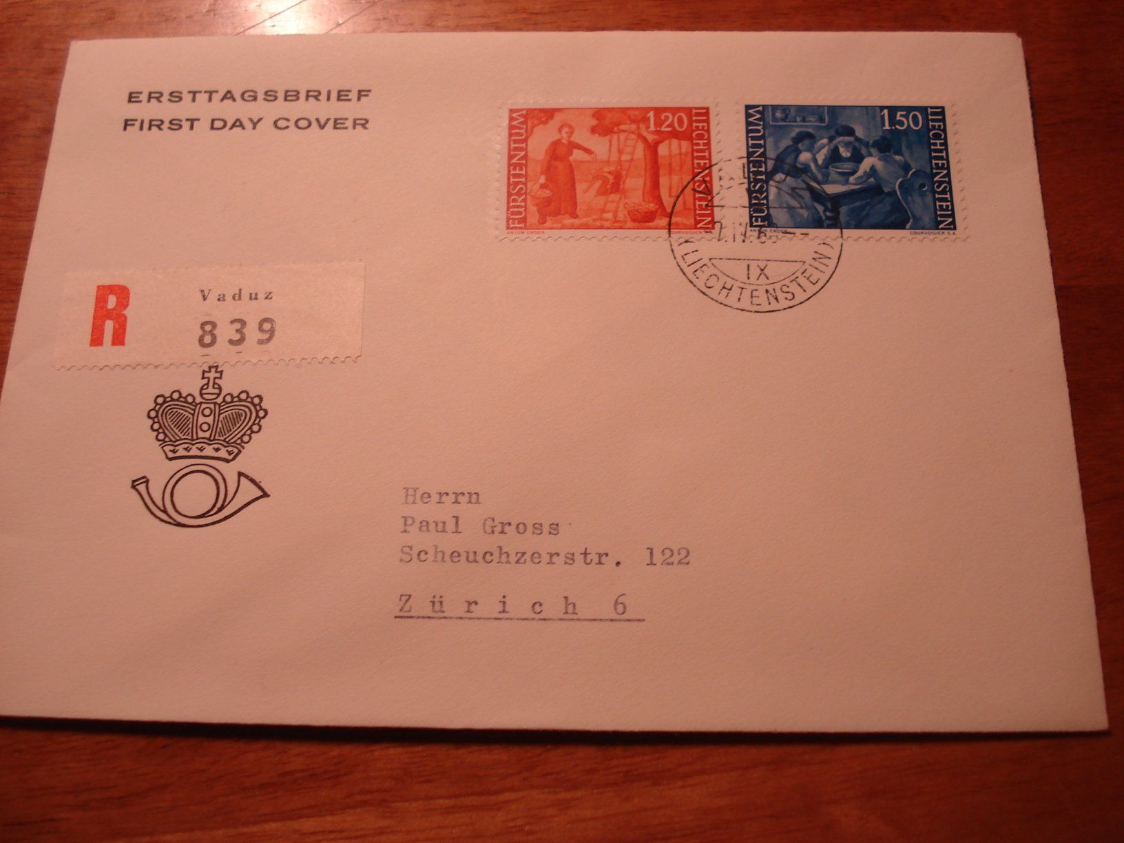 Alle Briefmarken: Liechtenstein Set FDC 1959/64, Dauermarken, 5 Belege – Gebraucht aus Niederwil AG von morostahu 1