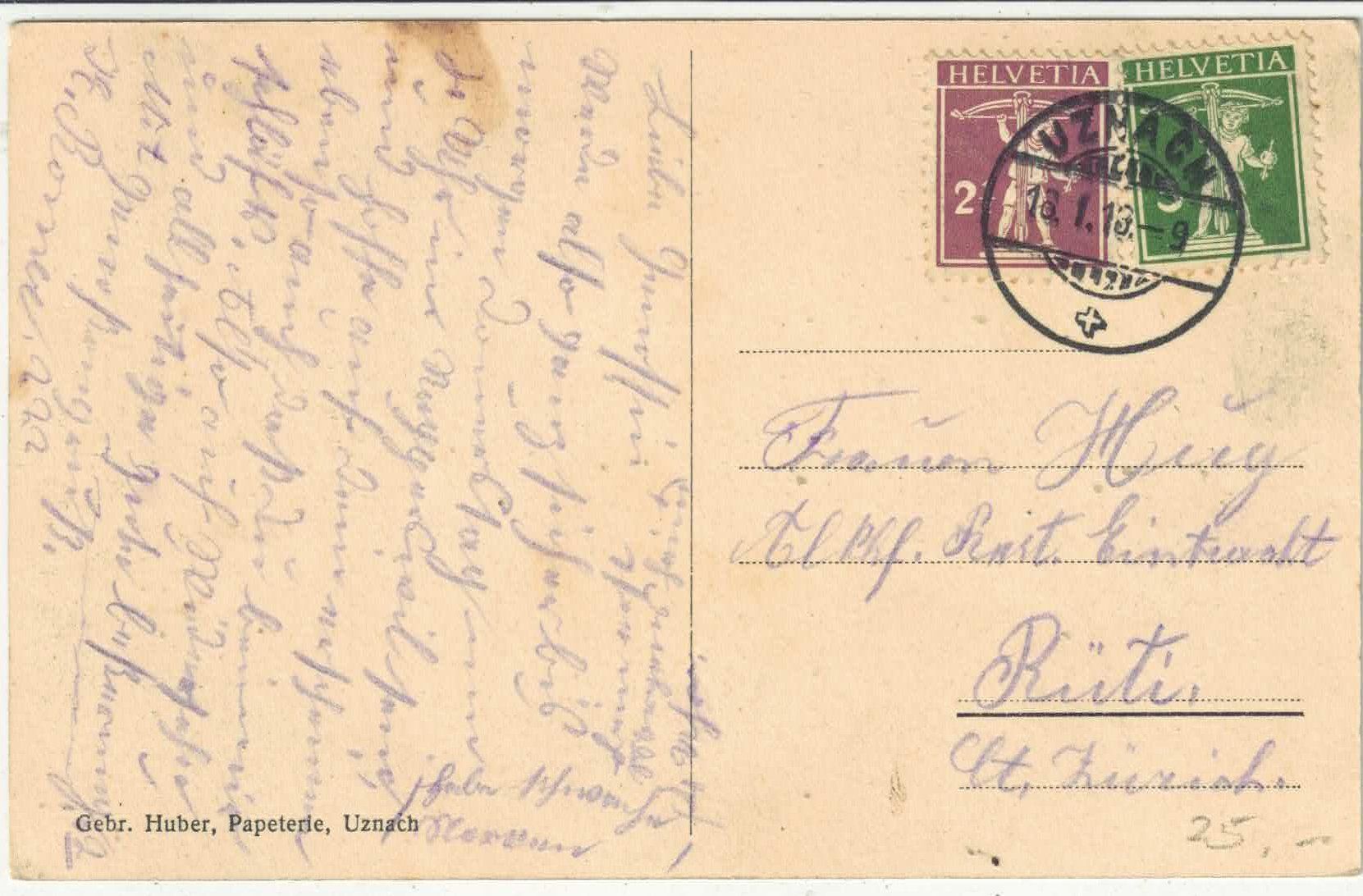Cartoline postali: Uznach im Winter - Sparkasse - animee – Usato da Ettingen venduto da Kartenplanet 1