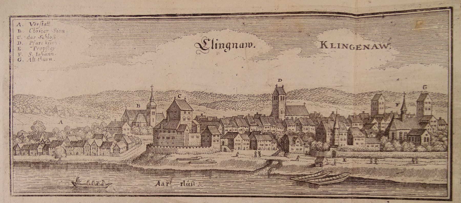 Incisioni: KLINGNAU, KUPFERSTICH 1654 – Usato da Grüningen venduto da Kartensammler 1