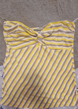Strapless top for summer , yellow grey