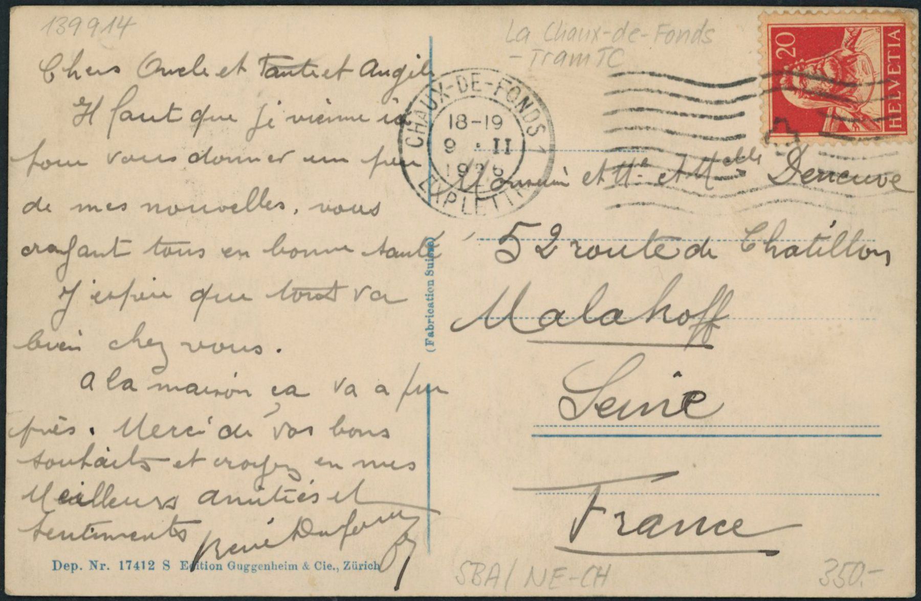 Cartoline postali: NE La Chaux de Fonds - Tram TC – Usato da Schindellegi venduto da stationary 1