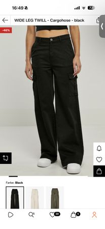 Schwarze Cargo Hose, Wide Leg Twill, Grösse 36, Top Zustand