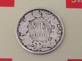 1/2 Franken 1879 s-ss, nur 1,0 Mio!