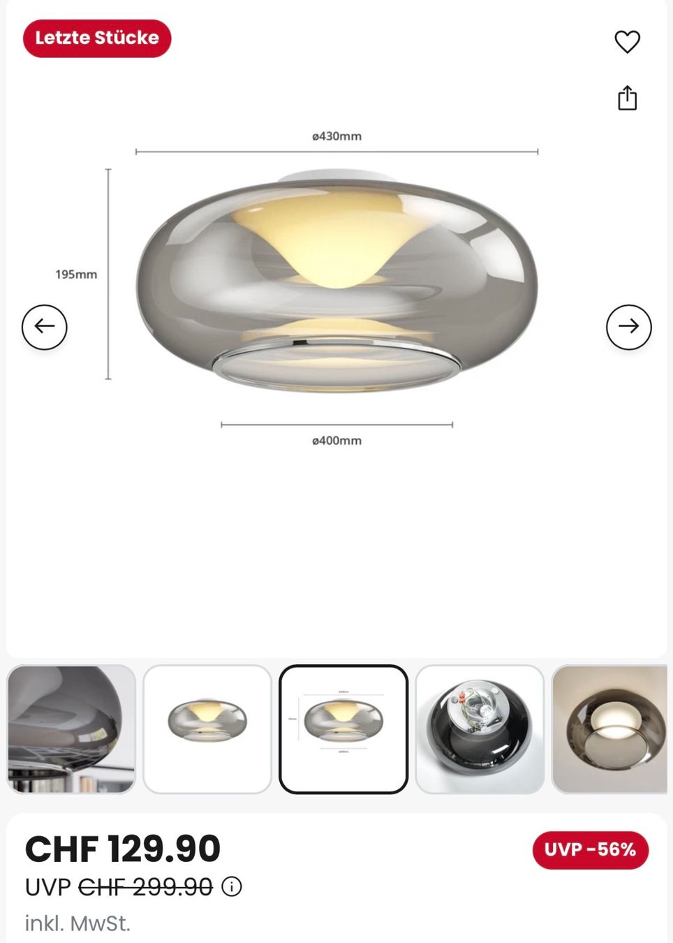 Kronleuchter & Deckenlampen: Deckenleuchte Glas Lucande Mijo – Gebraucht aus Zürich von d0miNik. 3