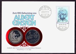 Münzbrief, Zum Gedenken an Albert Einstein, 2 Sondermünzen