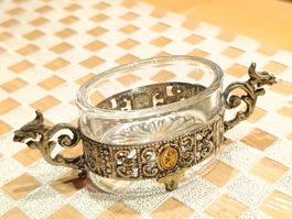 Antike Salier Zinnguss Glas Sammlerstück um 1900j Top
