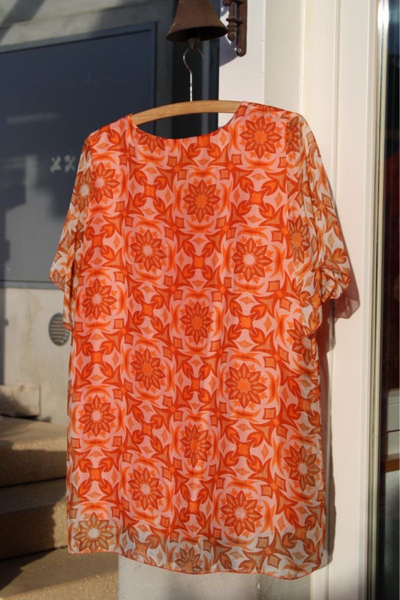 Tuniche: Sommerbluse, Seide, Viscose, orange – Usato da Unterkulm venduto da Chipsi0709 1