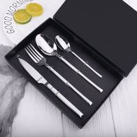 Silber Edelstahl Besteck Set 4-teilig – Messer Gabel Löffel
