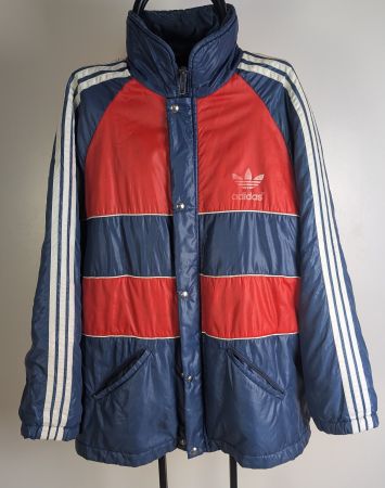 Vintage Adidas Steppjacke, blau/rot, Grösse M / L