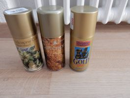 3 Spraydosen, Gold, Glitzer, Deko - Basteln für Weihnachten