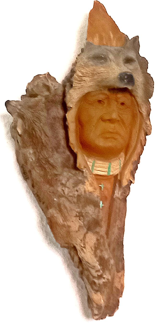 Statuette: Indianer Kunst Eule, Bisang, Inianer-Wolf – Usato da Baar venduto da 2cvbaar 6
