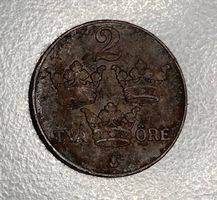 2 Öre Schweden, Jahrgang 1937, Vintage Sammlerstück!