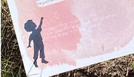 Neu Stanzschablonen-Set  Junge mit Hund und Papierfliegern