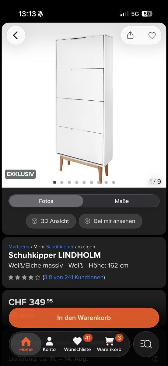 Autoribaltabili: Schuhkipper LINDHOLM Weiss-Eiche massiv H:162cm – Usato da Brüttisellen venduto da nat_5622 1