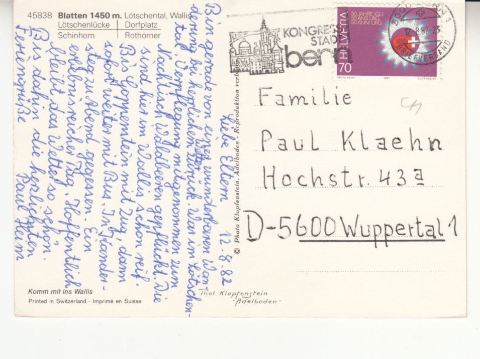 Cartes postales: Blatten 1982 – D'occasion à Bürglen TG par StampGraf 1
