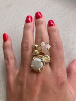 Vintage-Ring mit Quarz und Perlmutt aus den 70er-Jahren
