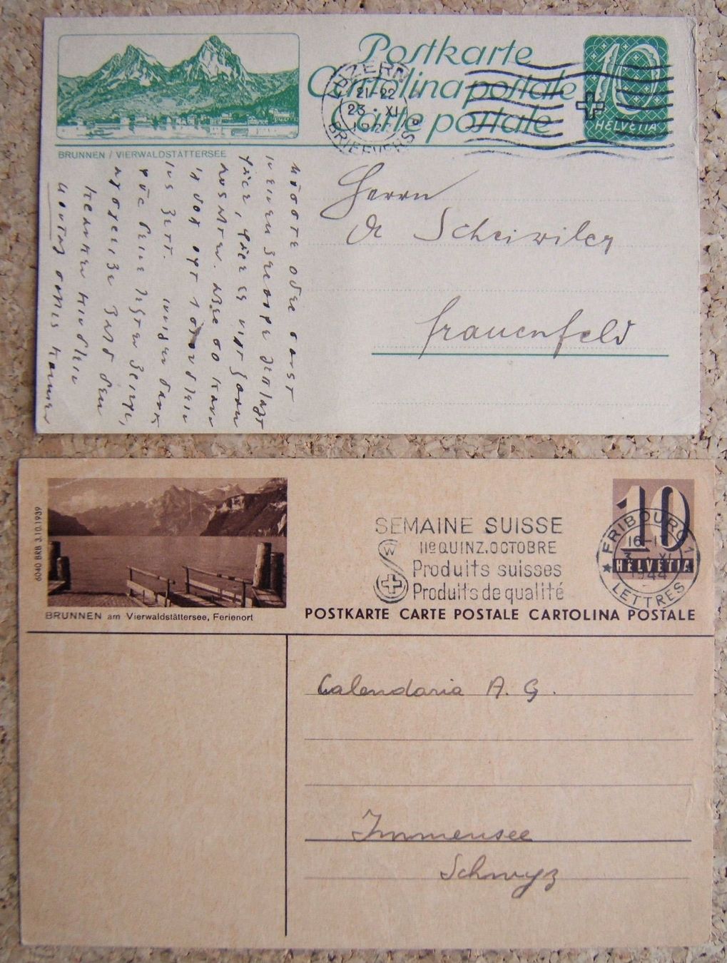 Alle Briefmarken: 2 BPK BRUNNEN 1923 / 1944 – Gebraucht aus Brunnen von Nonne04