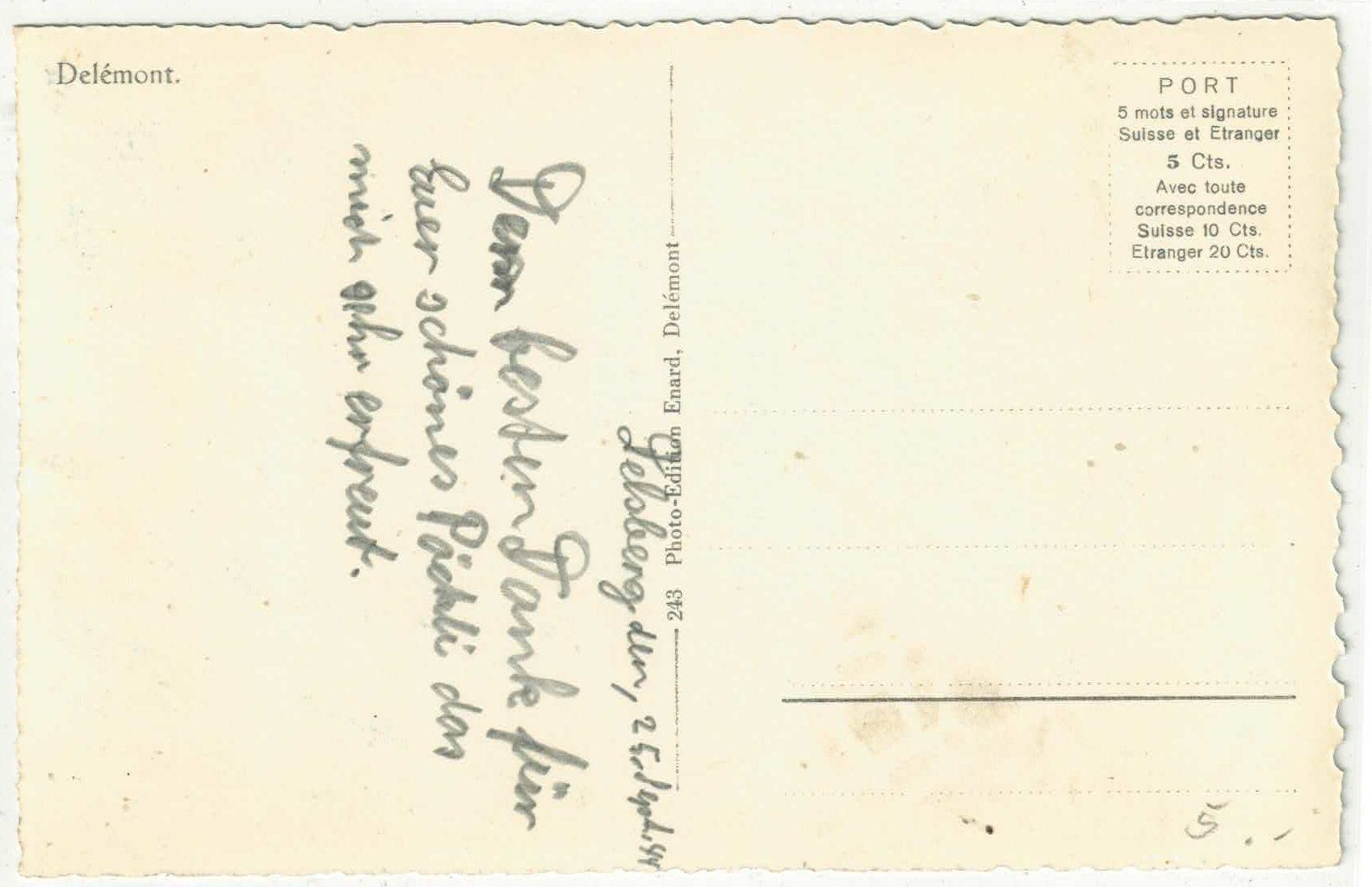 Cartoline postali: Delemont - l'Eglise – Usato da Ettingen venduto da Kartenplanet 1
