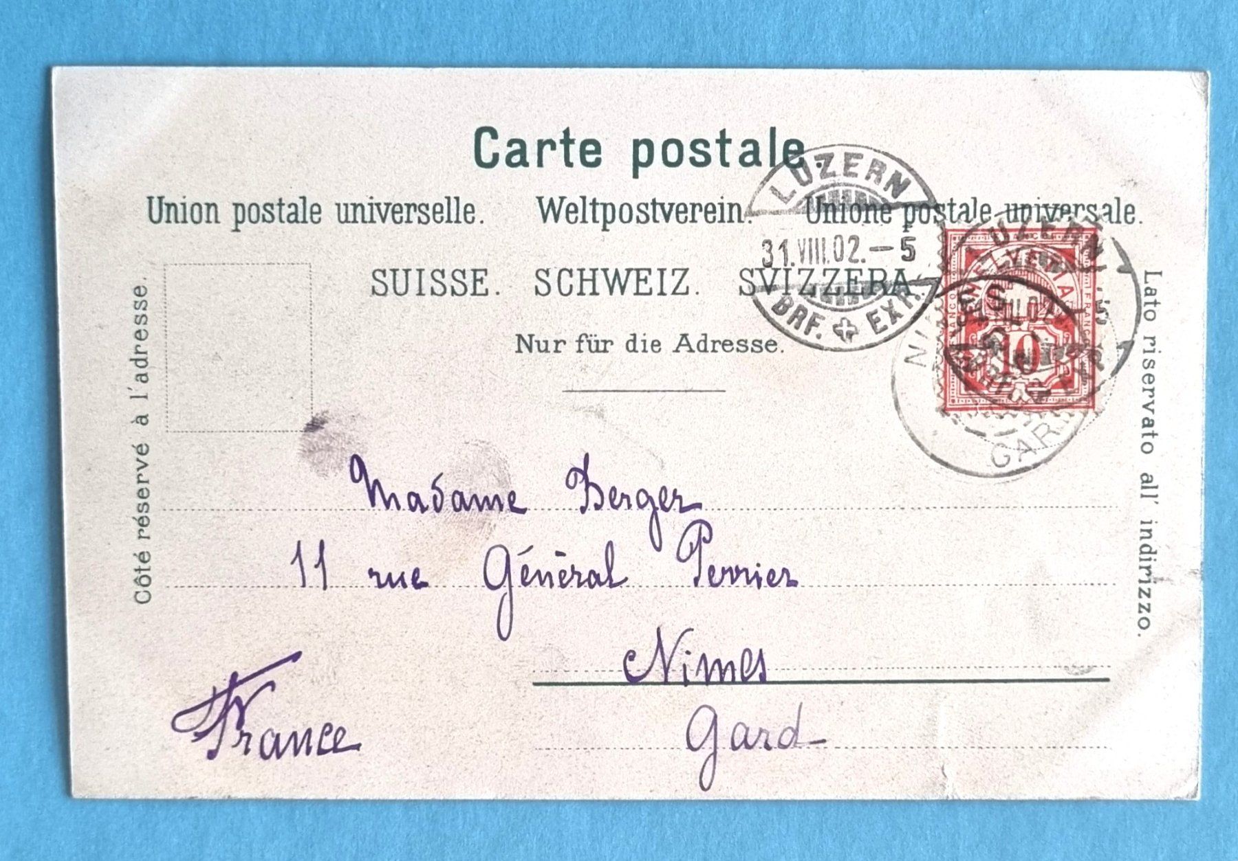 Ansichtskarten: Gerschnialp - Schweizerfahne - Hahnen - 1902 – Gebraucht aus Rothrist von RROENK 1