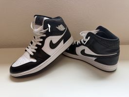 Nike Jordan Air 1 Mid Herren Sneaker Schwarz Weiss, Gr. 43