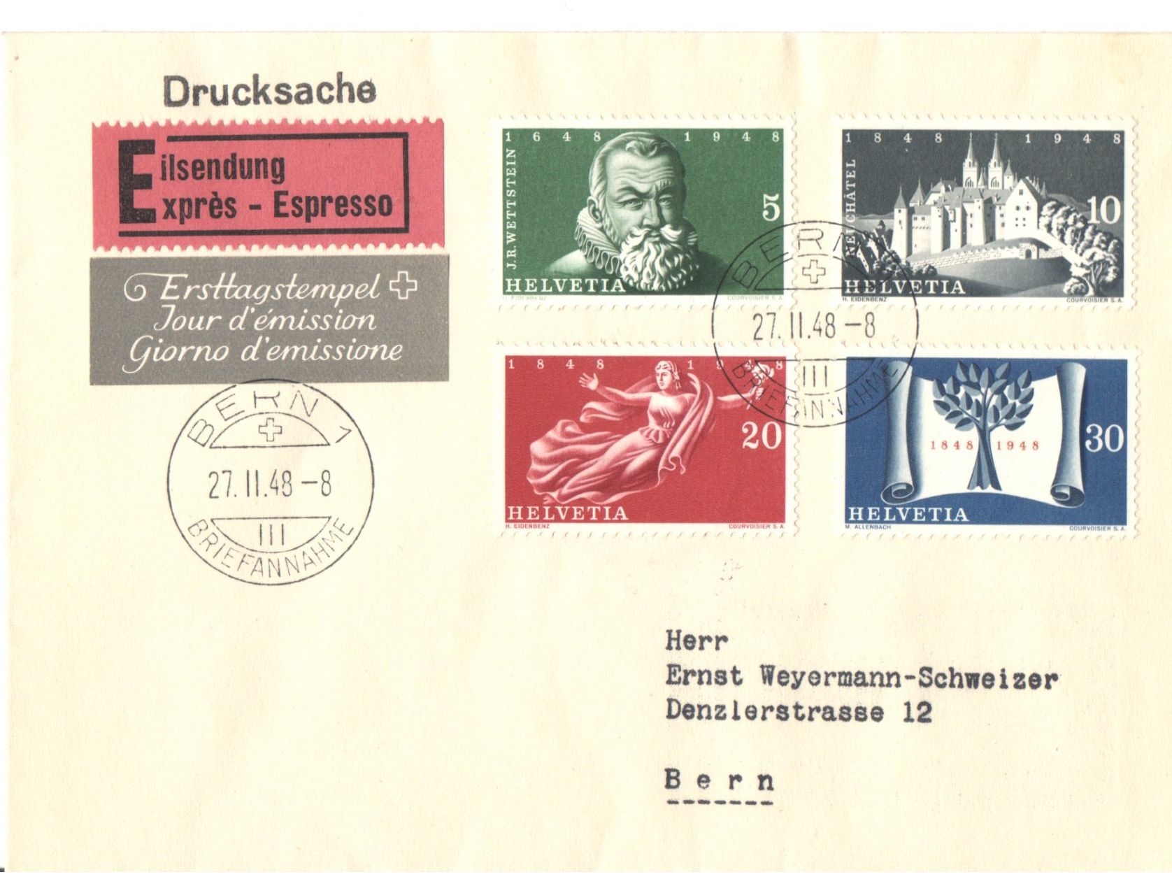 Tutti i francobolli: Propagande 1948 FDC – Usato da Echichens venduto da Topfila
