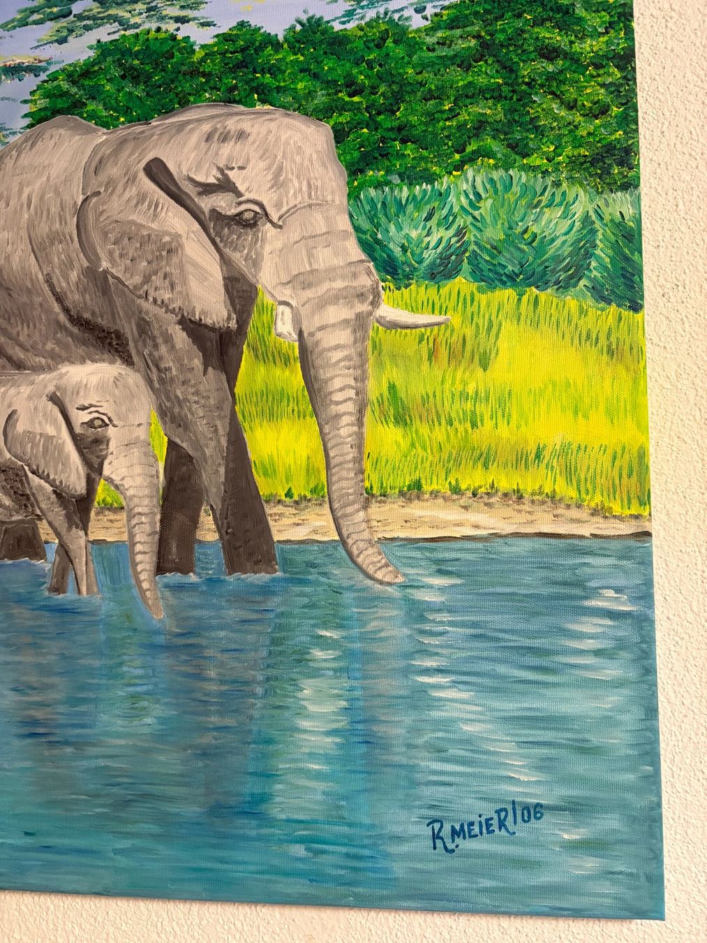 Dipinti: 100cm x70cm/handgemaltes Öl Gemälde Elefanten einzigartig – Usato da Ottenbach venduto da TimelessEmotions. 7