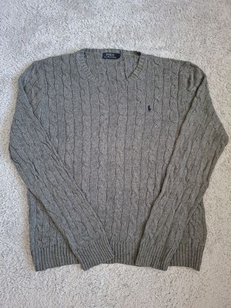 Pull Polo Ralph Lauren coton gris taille L 