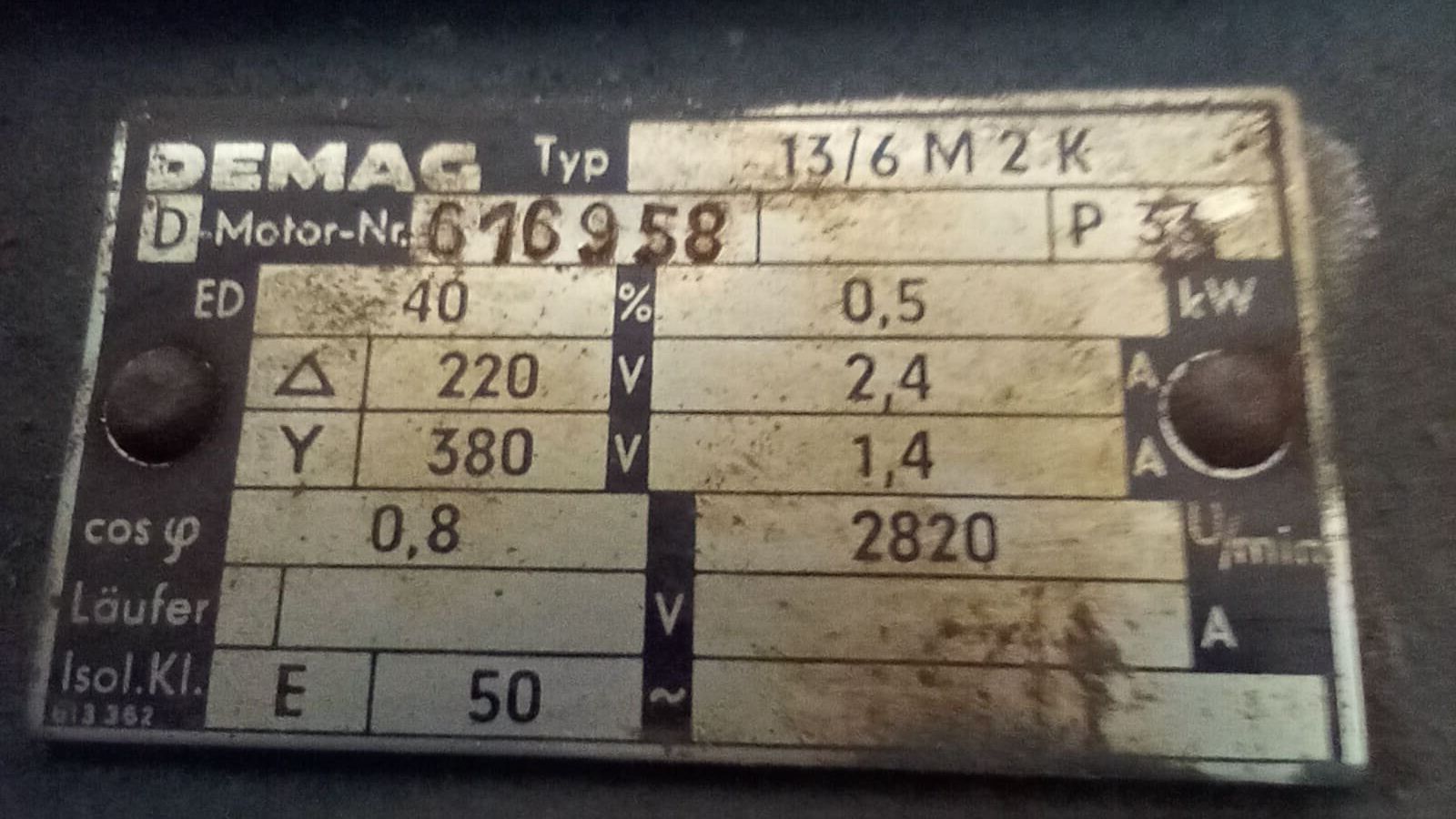 Demag Mehrzweckzüge: Kettenzug Demag 500 kg – Defekt aus Erschwil von Neubid 3