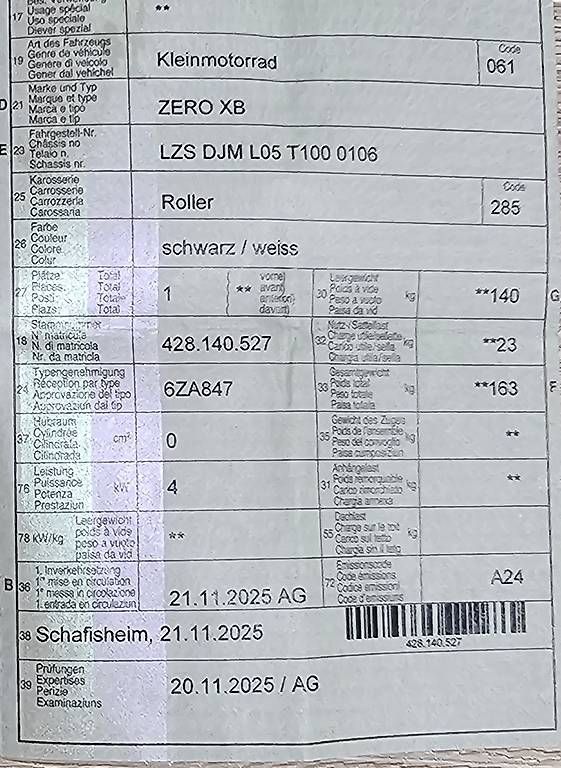 Scooter: ZERO XB Occ. Kat. A1 ab 15J. – Usato da Zofingen venduto da ivo_2xfs 4