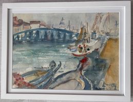 Aquarell "Port de Grau",  MARIAN BROWN (1912-1986) handsign.