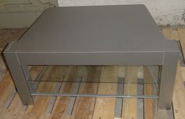 TV und HiFi Tisch mit 2 Glastablaren - silbergrau 101,5x57cm