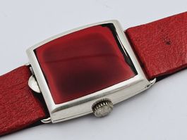 National Watch Art Deco Silber Damenuhr mit Deckel!