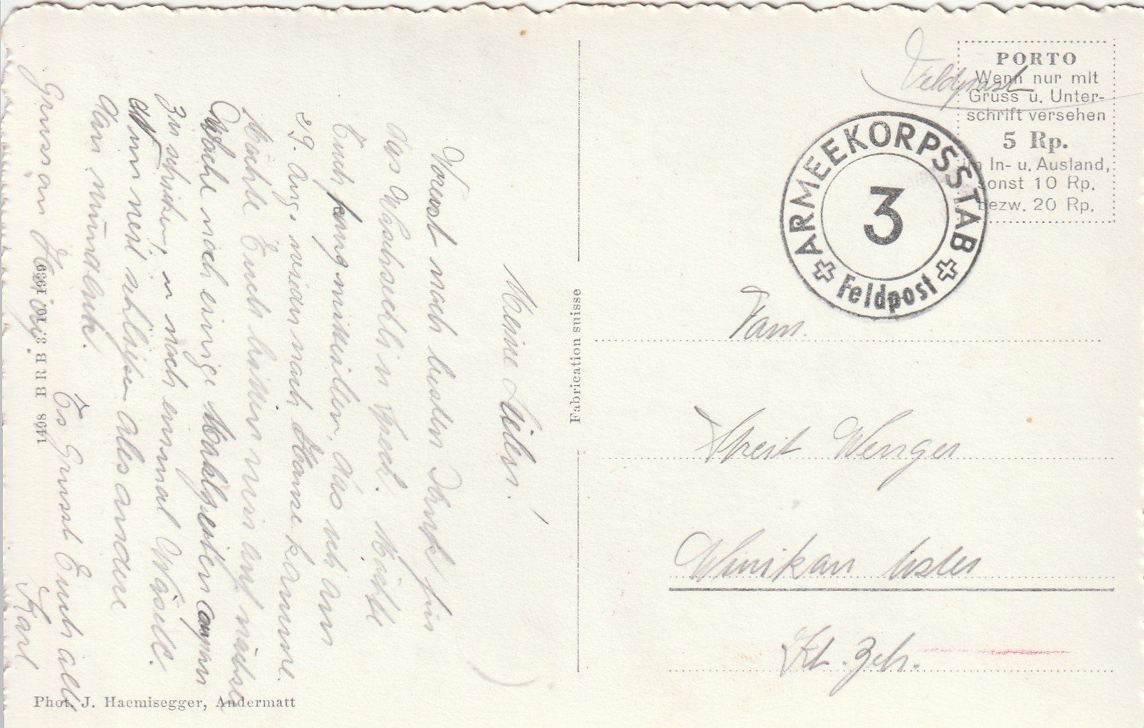 Cartoline postali: Andermatt-Furka-Oberalpbahn --Militärstempel – Usato da uttwil venduto da Koehlerfred 1