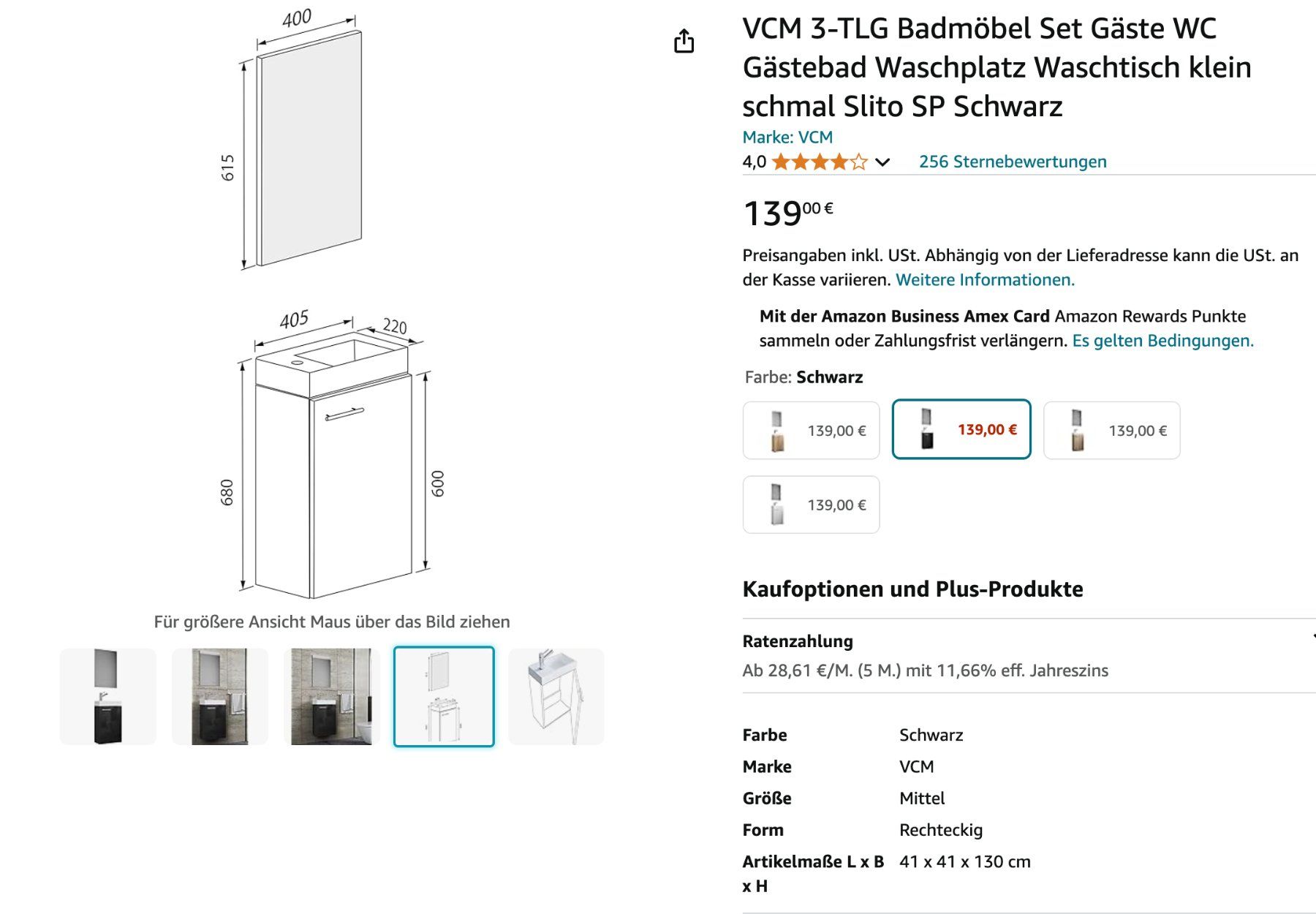 Mobili per bagno: VCM 3-TLG Badmöbel Set Gäste WC Gästebad Waschtisch – Nuovo e nell'imballaggio originale da Trogen venduto da ste_ncn5 1